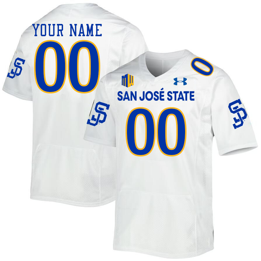 Custom San Jose State Spartans Name And Number Football Jersey-White